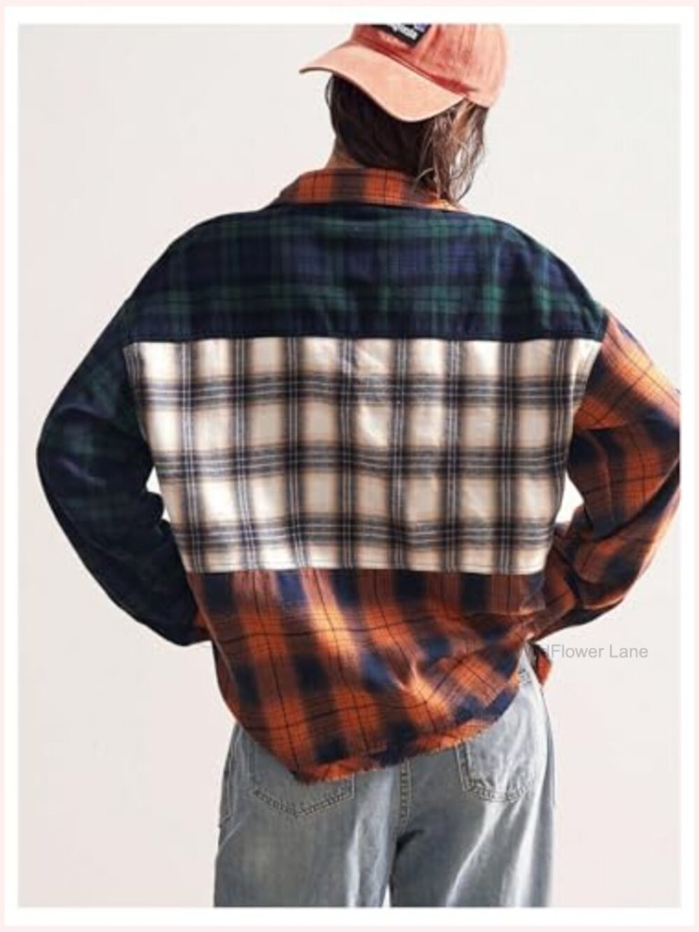 Oversized Plaid Button Down Blouse with Pockets - Picture 2 of 5